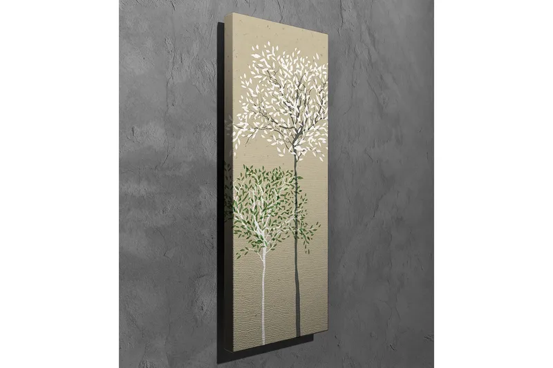 Canvastavla - Stiliserade träd med vita och gröna löv på en neutral bakgrund - Grön / Vit / Beige - Inredning - Tavlor & posters - Canvastavla