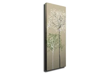 Canvastavla - Stiliserade träd med vita och gröna löv på en neutral bakgrund - Grön / Vit / Beige - Inredning - Tavlor & posters - Canvastavla