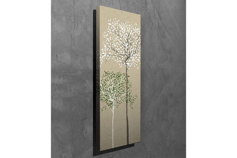 Canvastavla - Stiliserade träd med vita och gröna löv på en neutral bakgrund - Grön / Vit / Beige - Inredning - Tavlor & posters - Canvastavla