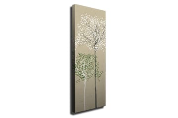 Canvastavla - Stiliserade träd med vita och gröna löv på en neutral bakgrund - Grön / Vit / Beige - Inredning - Tavlor & posters - Canvastavla