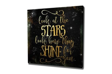 Canvastavla - Stjärnklädd natthimmel med inspirerande text - Guld / Svart - Inredning - Tavlor & posters - Canvastavla