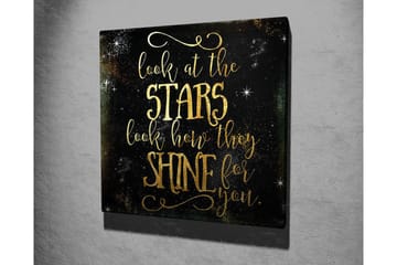 Canvastavla - Stjärnklädd natthimmel med inspirerande text - Guld / Svart - Inredning - Tavlor & posters - Canvastavla