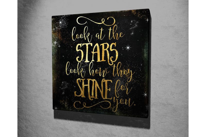 Canvastavla - Stjärnklädd natthimmel med inspirerande text - Guld / Svart - Inredning - Tavlor & posters - Canvastavla