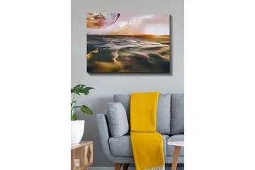 Canvastavla - Storslagen ökenlandskap med en planet i bakgrunden - Guld / Brunt / Orange - Inredning - Tavlor & posters - Canvastavla