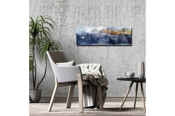 Canvastavla - Storslagen berglandskap med snöklädda toppar - Mörkblå / Grå / Guld - Inredning - Tavlor & posters - Canvastavla