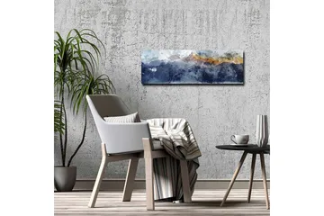 Canvastavla - Storslagen berglandskap med snöklädda toppar - Mörkblå / Grå / Guld - Inredning - Tavlor & posters - Canvastavla