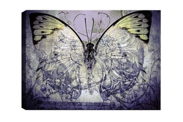 Canvastavla - Storslagen fjäril med intrikata mönster och detaljer - Lila / Svart / Grön - Inredning - Tavlor & posters - Canvastavla