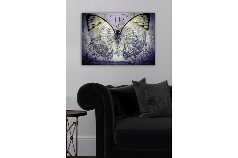 Canvastavla - Storslagen fjäril med intrikata mönster och detaljer - Lila / Svart / Grön - Inredning - Tavlor & posters - Canvastavla