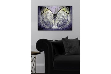 Canvastavla - Storslagen fjäril med intrikata mönster och detaljer - Lila / Svart / Grön - Inredning - Tavlor & posters - Canvastavla