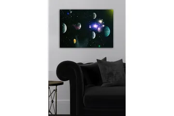 Canvastavla - Storslagen rymdscen med flera planeter och stjärnor - Blå / Grön / Lila - Inredning - Tavlor & posters - Canvastavla