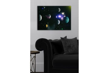 Canvastavla - Storslagen rymdscen med flera planeter och stjärnor - Blå / Grön / Lila - Inredning - Tavlor & posters - Canvastavla