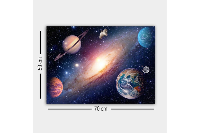 Canvastavla - Storslagen rymdscen med planeter och galaxer - Blå / Lila / Orange - Inredning - Tavlor & posters - Canvastavla