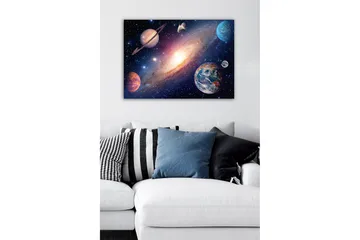 Canvastavla - Storslagen rymdscen med planeter och galaxer - Blå / Lila / Orange - Inredning - Tavlor & posters - Canvastavla