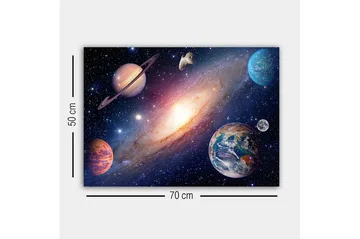 Canvastavla - Storslagen rymdscen med planeter och galaxer - Blå / Lila / Orange - Inredning - Tavlor & posters - Canvastavla