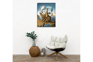 Canvastavla - Surrealistisk komposition med en hand som täcker ansiktet och en ögonblicksbild av en drömvärld - Beige / Blå / Grön - Inredning - Tavlor & posters - Canvastavla