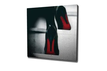 Canvastavla - Svarta högklackade skor med röda detaljer - Svart / Röd - Inredning - Tavlor & posters - Canvastavla