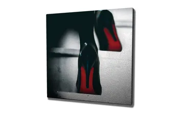 Canvastavla - Svarta högklackade skor med röda detaljer - Svart / Röd - Inredning - Tavlor & posters - Canvastavla