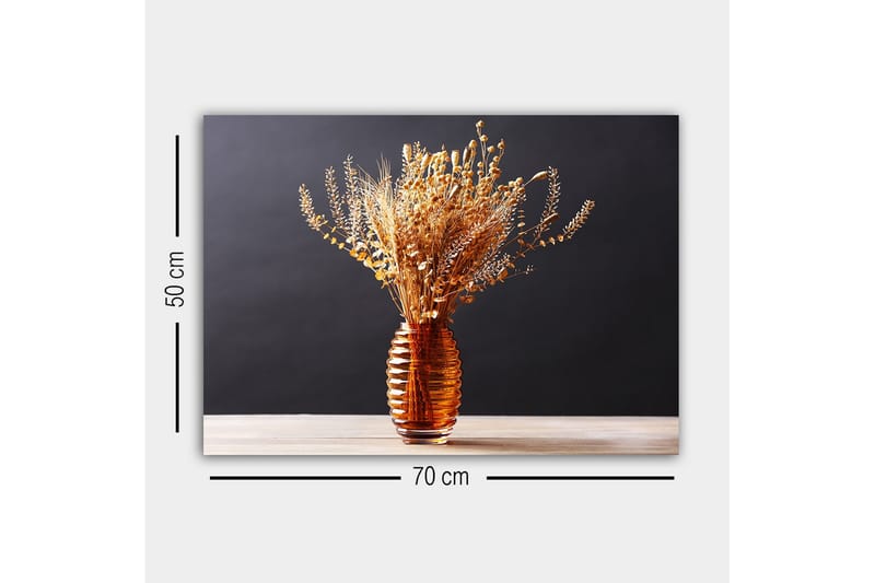 Canvastavla - Torkade blommor i en elegant glasvas - Guld / Brun / Beige - Inredning - Tavlor & posters - Canvastavla