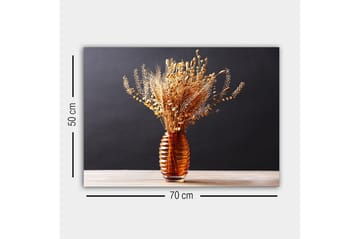 Canvastavla - Torkade blommor i en elegant glasvas - Guld / Brun / Beige - Inredning - Tavlor & posters - Canvastavla