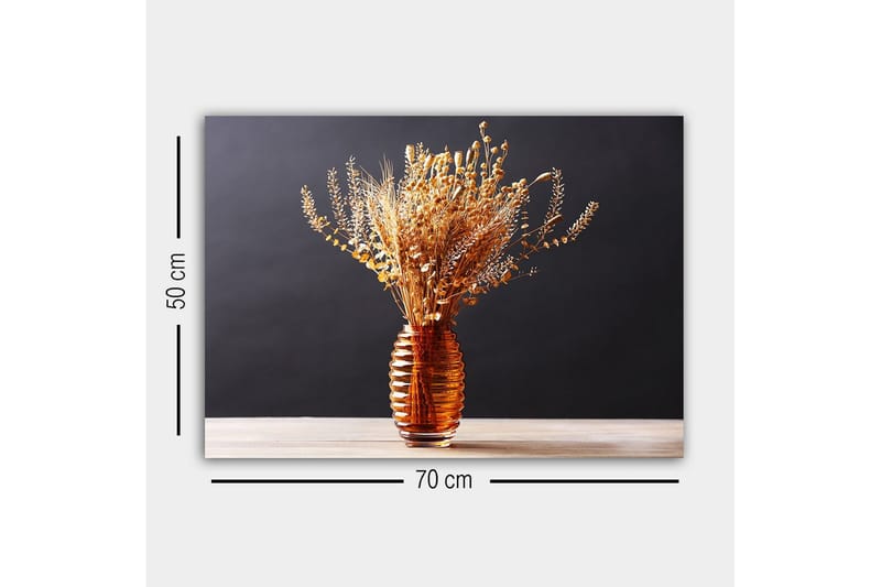 Canvastavla - Torkade blommor i en elegant glasvas - Guld / Brun / Beige - Inredning - Tavlor & posters - Canvastavla