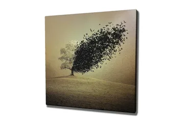 Canvastavla - Träd som förvandlas till en svärm av fåglar - Svart / Grå / Beige - Inredning - Tavlor & posters - Canvastavla