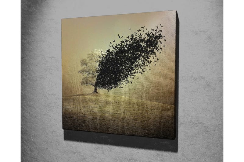 Canvastavla - Träd som förvandlas till en svärm av fåglar - Svart / Grå / Beige - Inredning - Tavlor & posters - Canvastavla