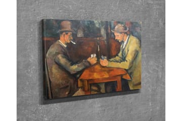 Canvastavla - Två män som spelar kort vid ett bord - Mörkbrun / Beige / Orange - Inredning - Tavlor & posters - Canvastavla