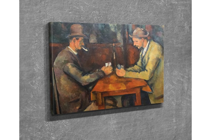 Canvastavla - Två män som spelar kort vid ett bord - Mörkbrun / Beige / Orange - Inredning - Tavlor & posters - Canvastavla
