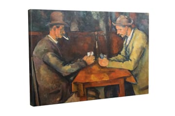 Canvastavla - Två män som spelar kort vid ett bord - Mörkbrun / Beige / Orange - Inredning - Tavlor & posters - Canvastavla