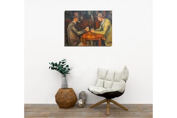 Canvastavla - Två män som spelar kort vid ett bord - Mörkbrun / Beige / Orange - Inredning - Tavlor & posters - Canvastavla