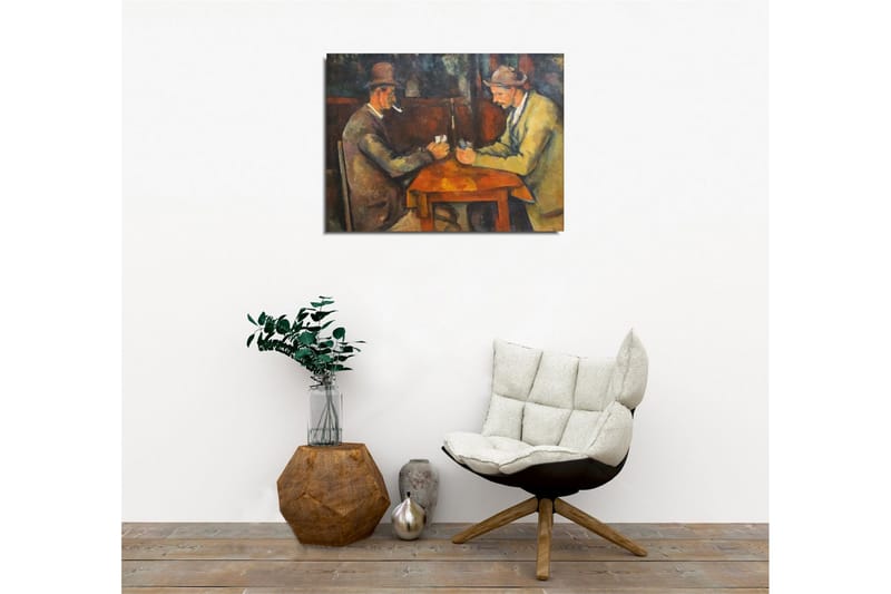 Canvastavla - Två män som spelar kort vid ett bord - Mörkbrun / Beige / Orange - Inredning - Tavlor & posters - Canvastavla
