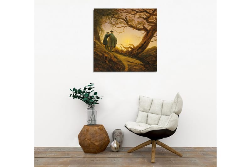 Canvastavla - Två personer som står tillsammans under ett stort träd vid solnedgången - Mörkgrön / Brun / Ljusgul - Inredning - Tavlor & posters - Canvastavla