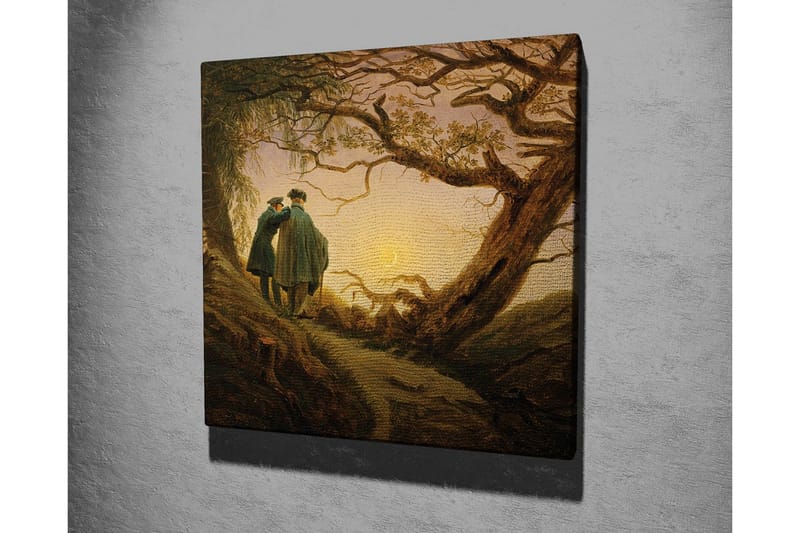 Canvastavla - Två personer som står tillsammans under ett stort träd vid solnedgången - Mörkgrön / Brun / Ljusgul - Inredning - Tavlor & posters - Canvastavla