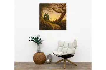 Canvastavla - Två personer som står tillsammans under ett stort träd vid solnedgången - Mörkgrön / Brun / Ljusgul - Inredning - Tavlor & posters - Canvastavla