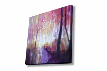 Canvastavla - Vacker skogsgång med höstfärger och mjukt ljus - Lila / Rosa / Gult - Inredning - Tavlor & posters - Canvastavla