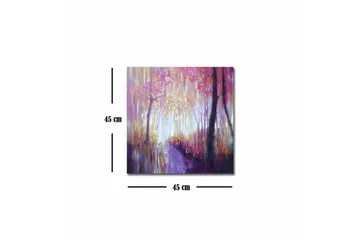 Canvastavla - Vacker skogsgång med höstfärger och mjukt ljus - Lila / Rosa / Gult - Inredning - Tavlor & posters - Canvastavla