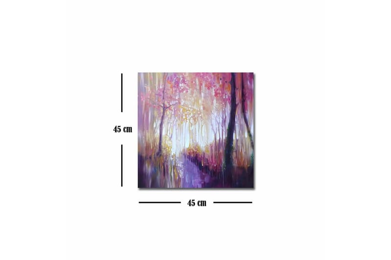 Canvastavla - Vacker skogsgång med höstfärger och mjukt ljus - Lila / Rosa / Gult - Inredning - Tavlor & posters - Canvastavla