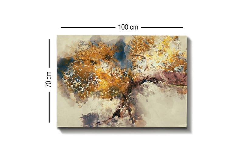 Canvastavla - Vacker trädkrona med gyllene lövverk - Guld / Brun / Blå - Inredning - Tavlor & posters - Canvastavla