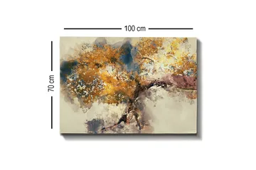 Canvastavla - Vacker trädkrona med gyllene lövverk - Guld / Brun / Blå - Inredning - Tavlor & posters - Canvastavla