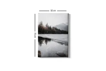 Canvastavla - Vacker vinterlandskap med frusna sjöar och snötäckta berg - Grå / Vit / Mörkgrön - Inredning - Tavlor & posters - Canvastavla