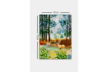 Canvastavla - Vackra hjortar i en skogsmiljö - Grön / Brun / Beige - Inredning - Tavlor & posters - Canvastavla