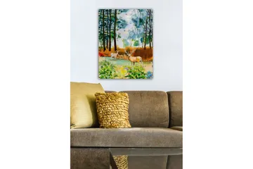 Canvastavla - Vackra hjortar i en skogsmiljö - Grön / Brun / Beige - Inredning - Tavlor & posters - Canvastavla