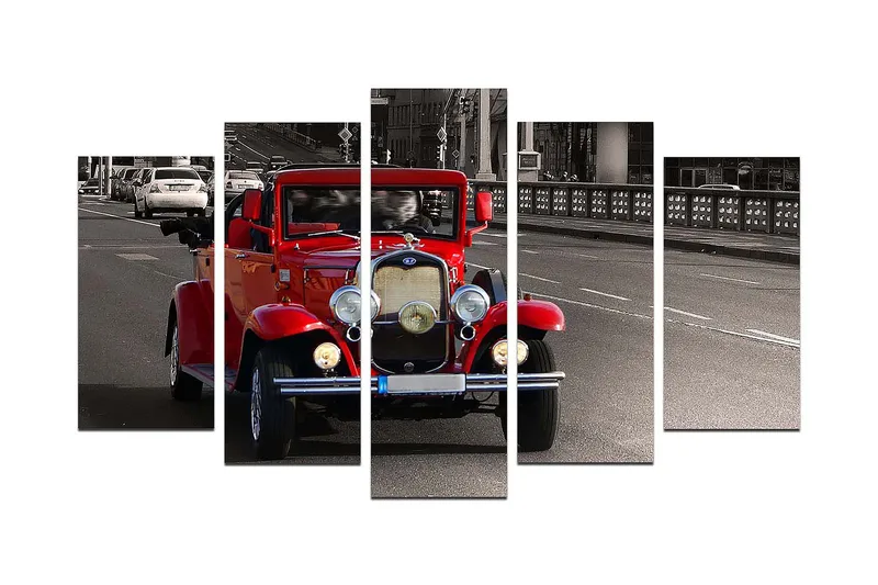 Canvastavla Vehicles 5-pack Flerfärgad, 20x60 cm