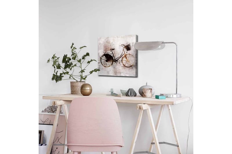 Canvastavla - Vintage cykel med korg - Svart / Brun / Beige - Inredning - Tavlor & posters - Canvastavla