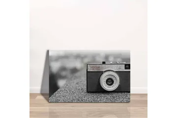 Canvastavla - Vintage kamera på en grå yta - Svart / Grå / Silver - Inredning - Tavlor & posters - Canvastavla
