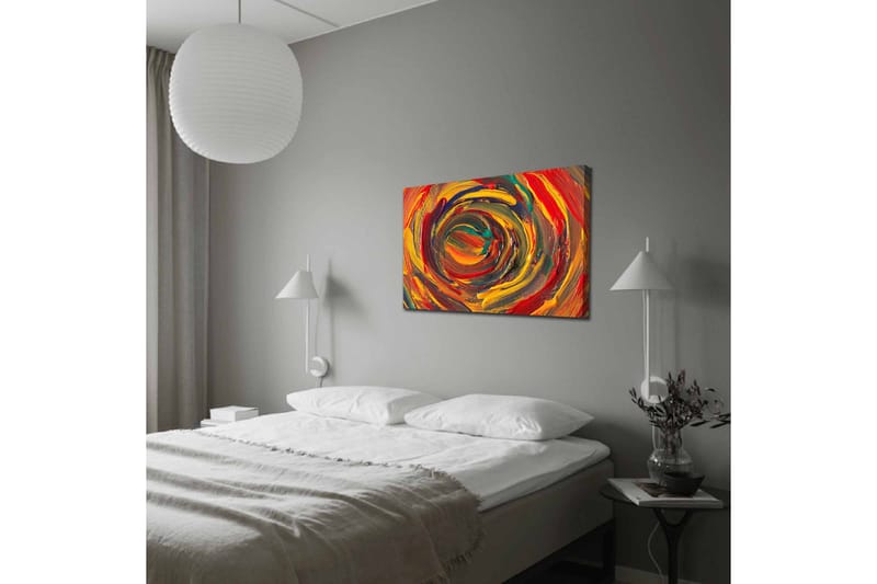Canvastavla - Virvlande färger i en dynamisk spiralform - Röd / Gul / Grön - Inredning - Tavlor & posters - Canvastavla