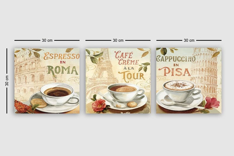 Canvastavla VP Italy 3-pack Flerfärgad - 30x30 cm - Inredning - Tavlor & posters - Canvastavla