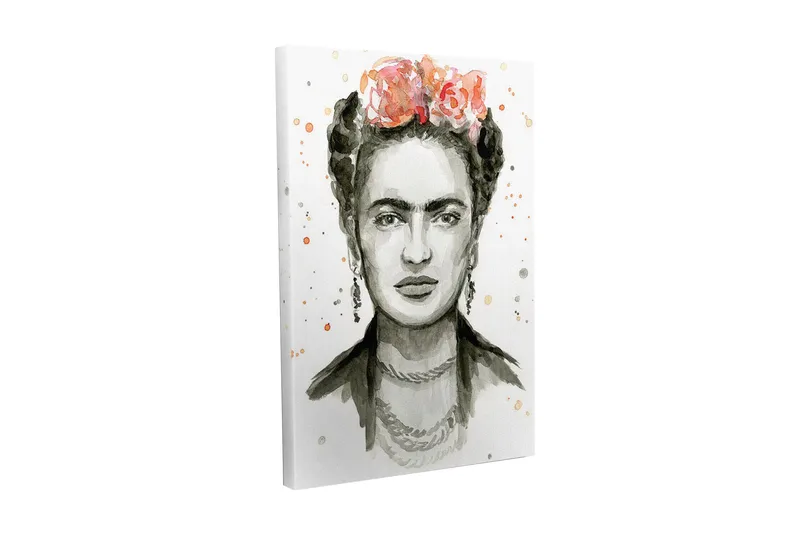 Canvastavla - Porträtt av en kvinna med blommor i håret, Grå / Rosa / Beige