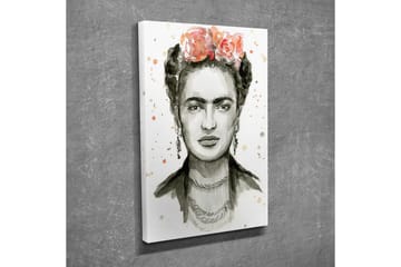 Canvastavla - Porträtt av en kvinna med blommor i håret - Grå / Rosa / Beige - Inredning - Tavlor & posters - Canvastavla