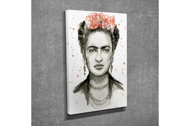 Canvastavla - Porträtt av en kvinna med blommor i håret - Grå / Rosa / Beige - Inredning - Tavlor & posters - Canvastavla